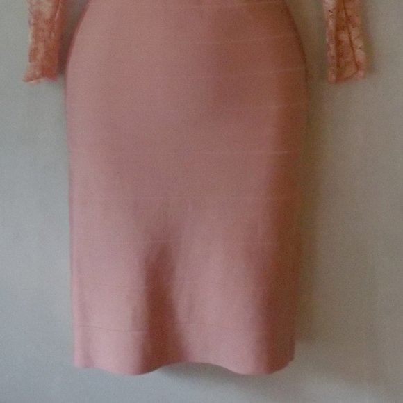 HAD IT TOO LONG GOTTA GO Bebe dress sz S 3 5 peach EUC - Picture 3 of 5